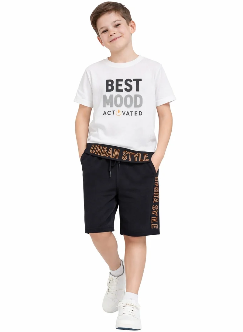 victor and jane Boys Best Mood Activated T-Shirt & Black Shorts Set